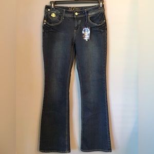 Dereon by Beyoncé Bootcut Jeans NWT Embellished Junior Size 7/8, Dark Wash